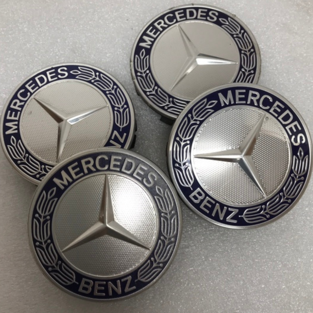 Set of 4 Mercedes 75MM Classic Dark Blue Wheel Center Hub Caps 6e6d7485