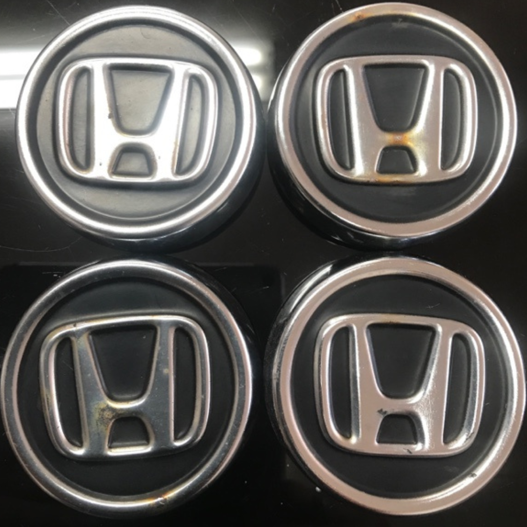 Set of 4 Honda Black Wheel Rim Center Caps Chrome Logo 69mm 1e8da684