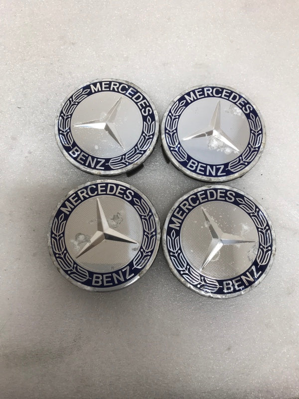 Set of 4 Mercedes 75MM Classic Dark Blue Wheel Center Hub Caps 0e69b2d7