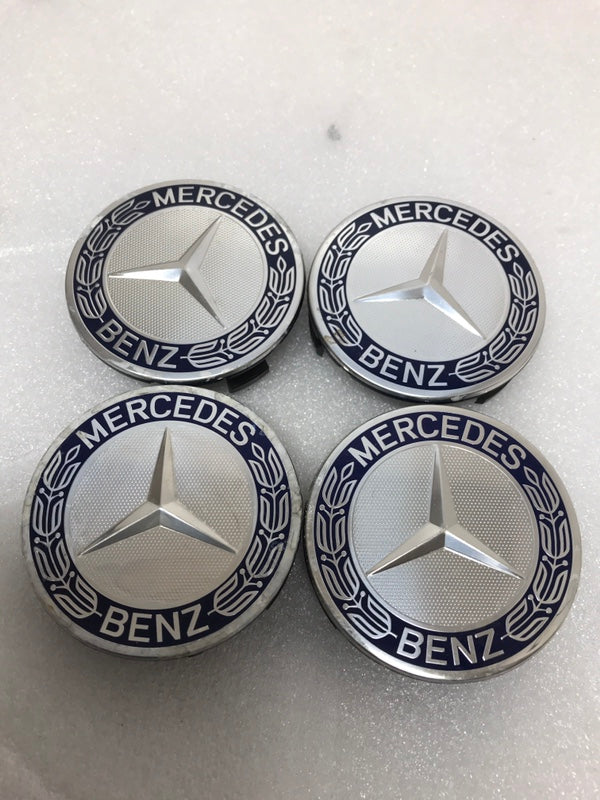 Set of 4 Mercedes 75MM Classic Dark Blue Wheel Center Hub Caps a479f9f8