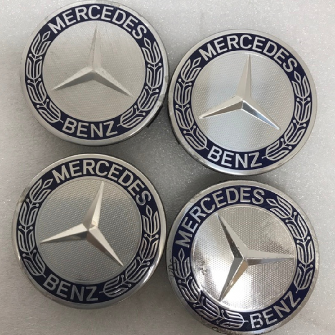 Set of 4 Mercedes 75MM Classic Dark Blue Wheel Center Hub Caps 19460d7c