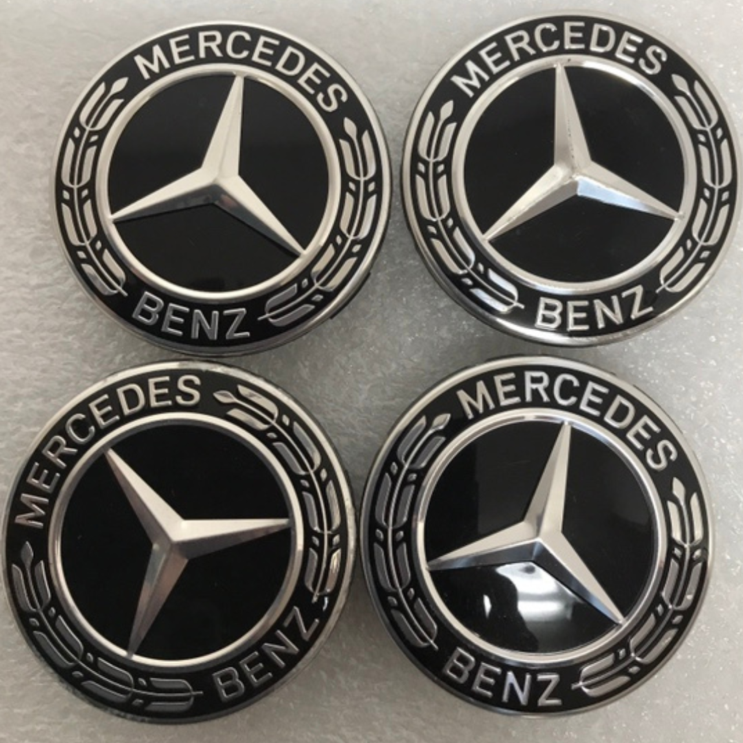 Set of 4 Mercedes-Benz Black Wheel Center Caps d97c1a3