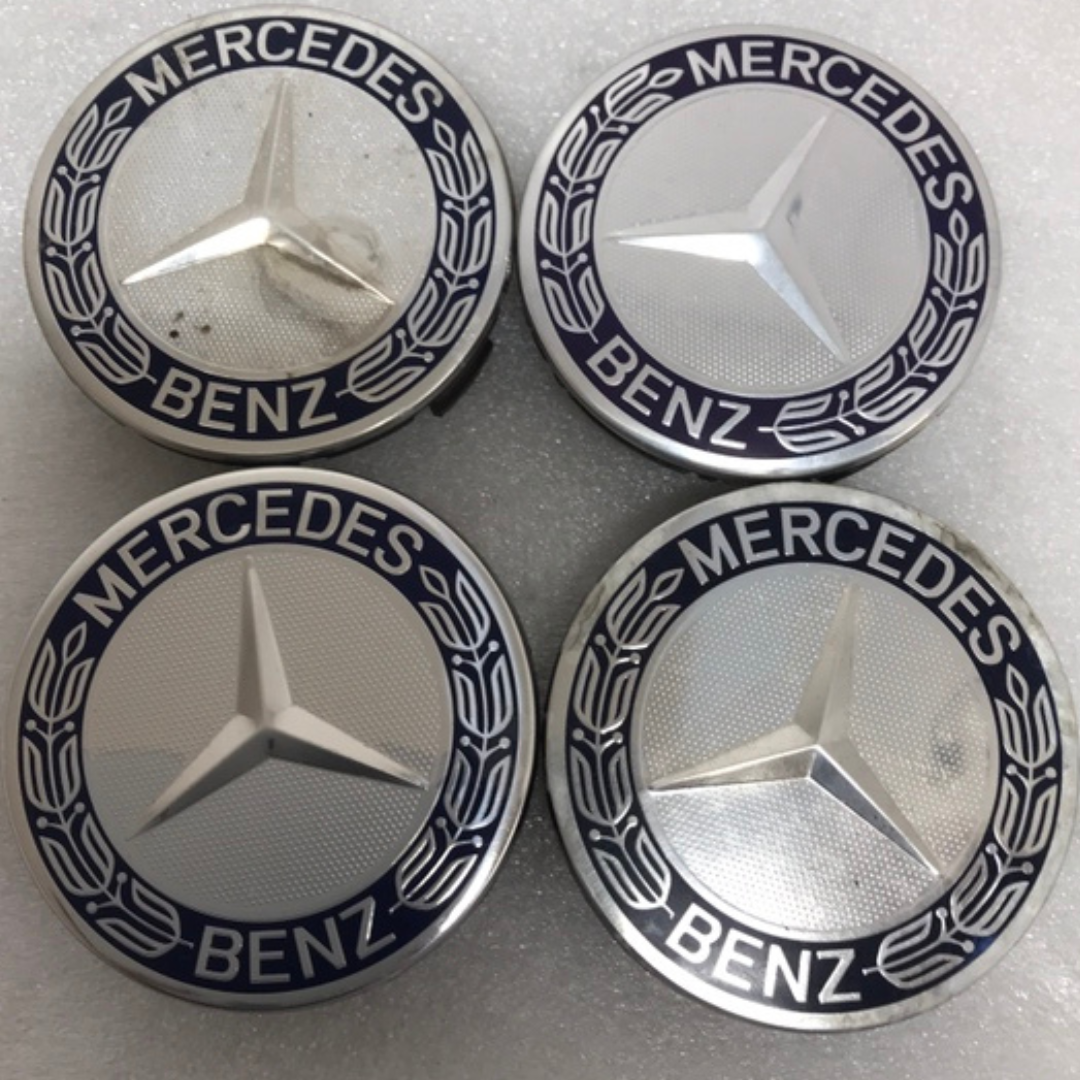 Set of 4 Mercedes 75MM Classic Dark Blue Wheel Center Hub Caps 8a7166a5