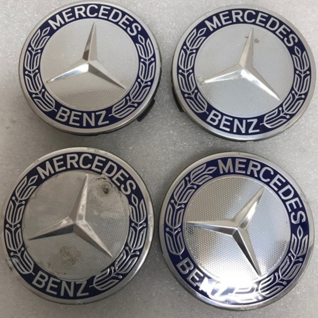 Set of 4 Mercedes Classic Dark Blue Wheel Center Hub Caps AMG Wreath 13e63e80