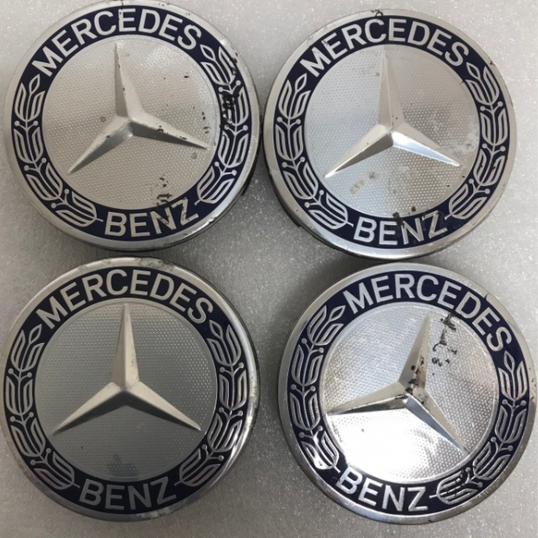 Set of 4 Mercedes 75MM Classic Dark Blue Wheel Center Hub Caps 9442b19a