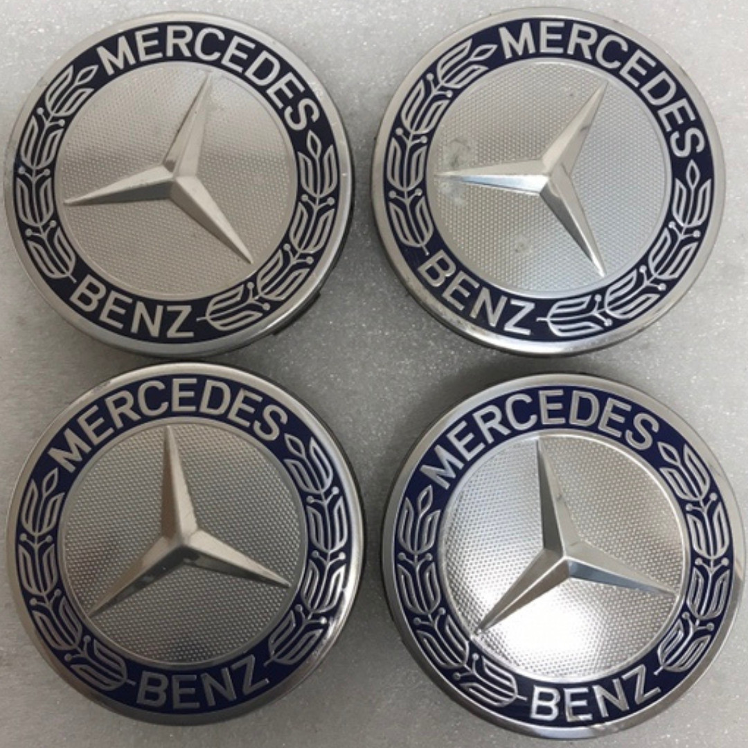 Set of 4 Mercedes 75MM Classic Dark Blue Wheel Center Hub Caps AMG b49527de