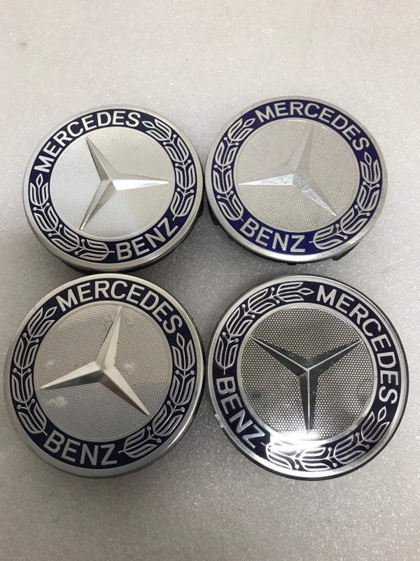 Set of 4 Mercedes-Benz 75MM Classic Dark Blue Wheel Center Hub Caps 96935366