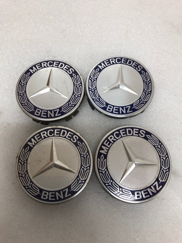 Set of 4 Mercedes Classic Dark Blue Wheel Center Hub Caps AMG Wreath 76f2cc15