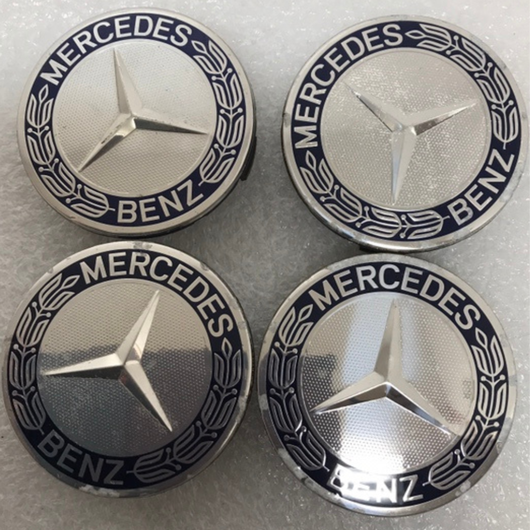 Set of 4 Mercedes 75MM Classic Dark Blue Wheel Center Hub Caps AMG 6b6a9251