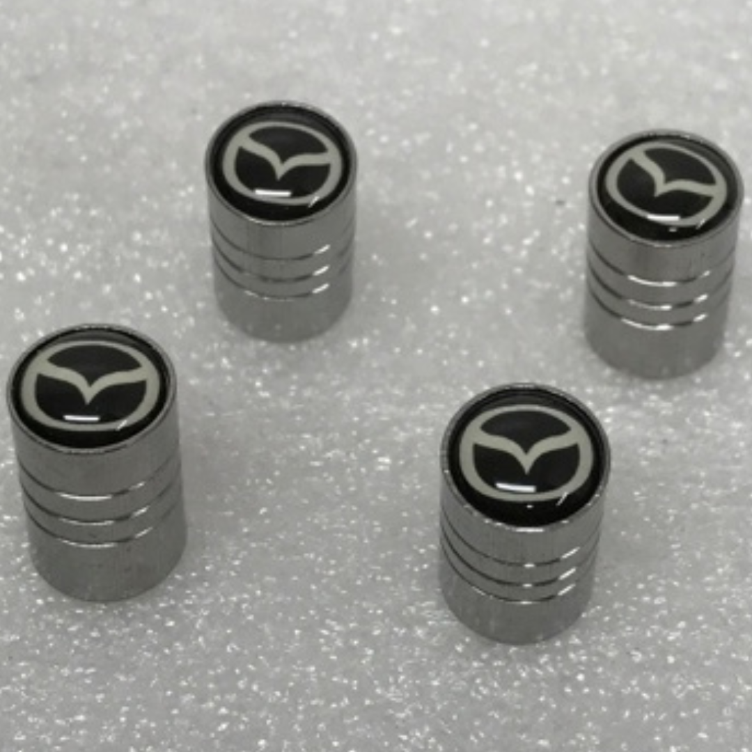 Set of 4 Universal Mazda Silver Wheel Stem Air Valve Caps 47000ac9