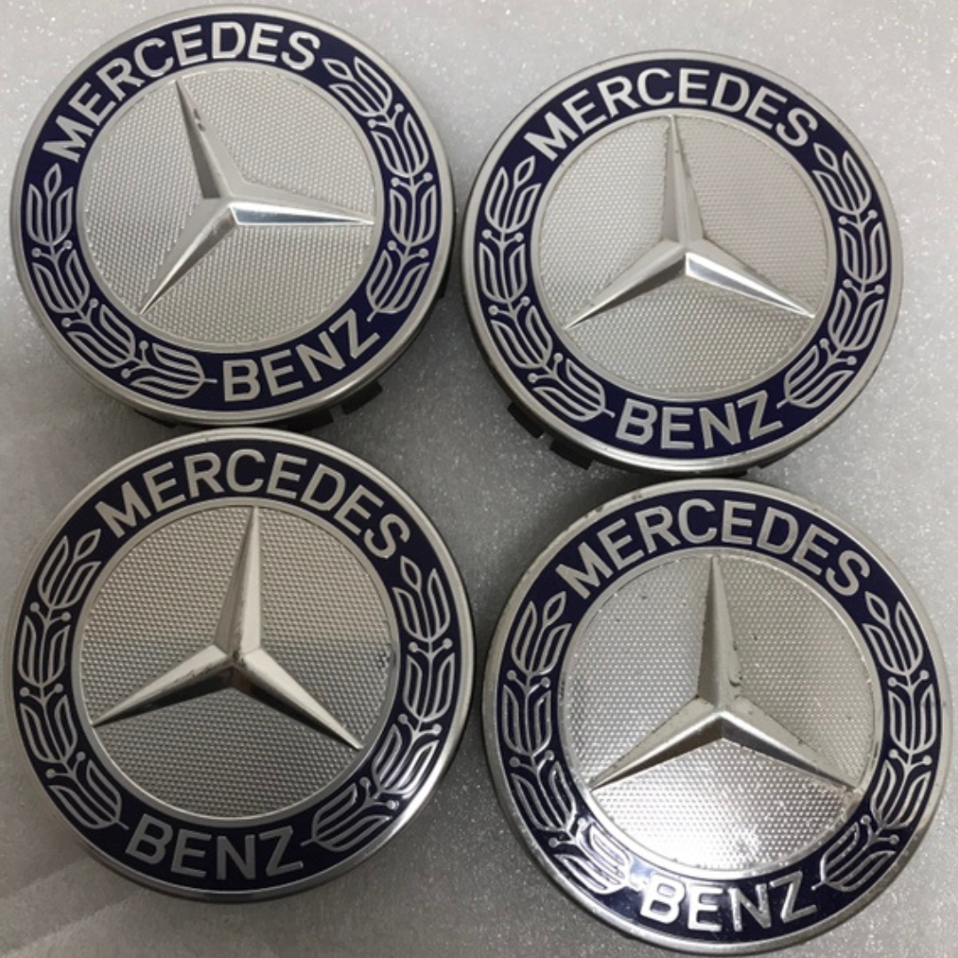 Set of 4 Mercedes 75MM Classic Dark Blue Wheel Center Hub Caps f364e4a5