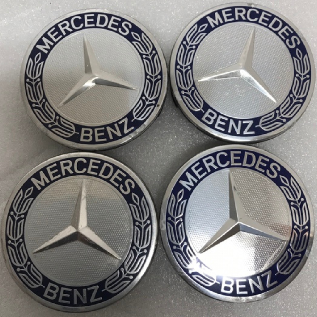 Set of 4 Mercedes 75MM Classic Dark Blue Wheel Center Hub Caps 89f014db