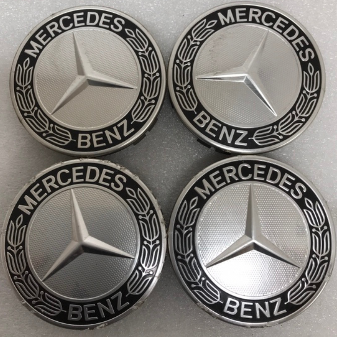 Set of 4 Mercedes 75MM Classic Dark Blue Wheel Center Hub Caps 47205fec