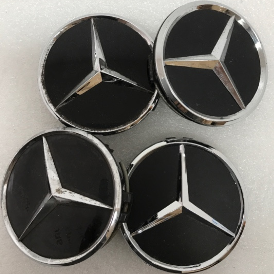 Set of 4 Mercedes-Benz Matte Black Wheel Center Hub Caps 75mm 040a7d0b