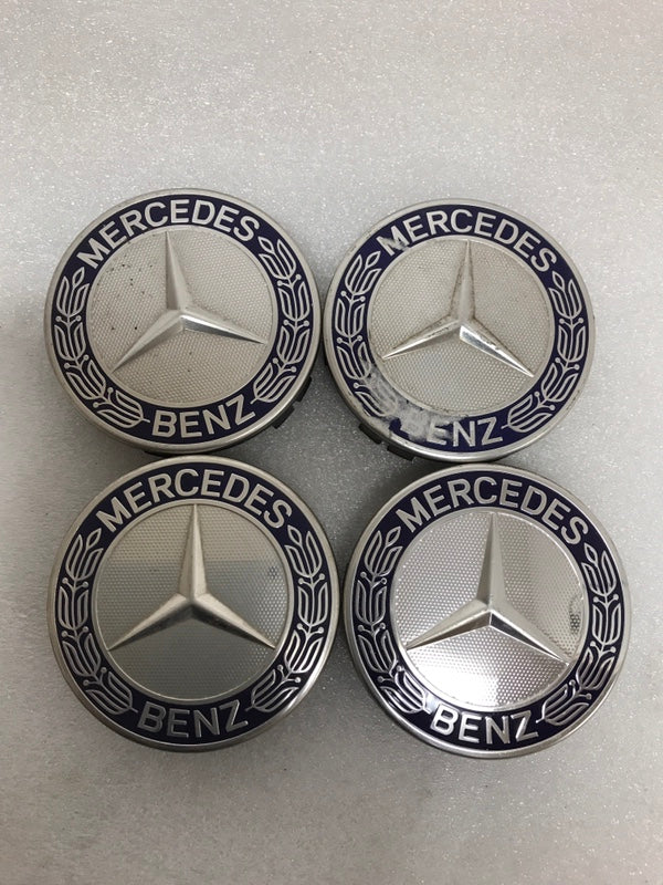 Set of 4 Mercedes 75MM Classic Dark Blue Wheel Center Hub Caps f7371363