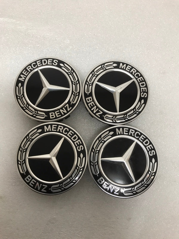 Set of 4 Mercedes-Benz Black Wheel Center Caps 75MM A2224002200 77636c38