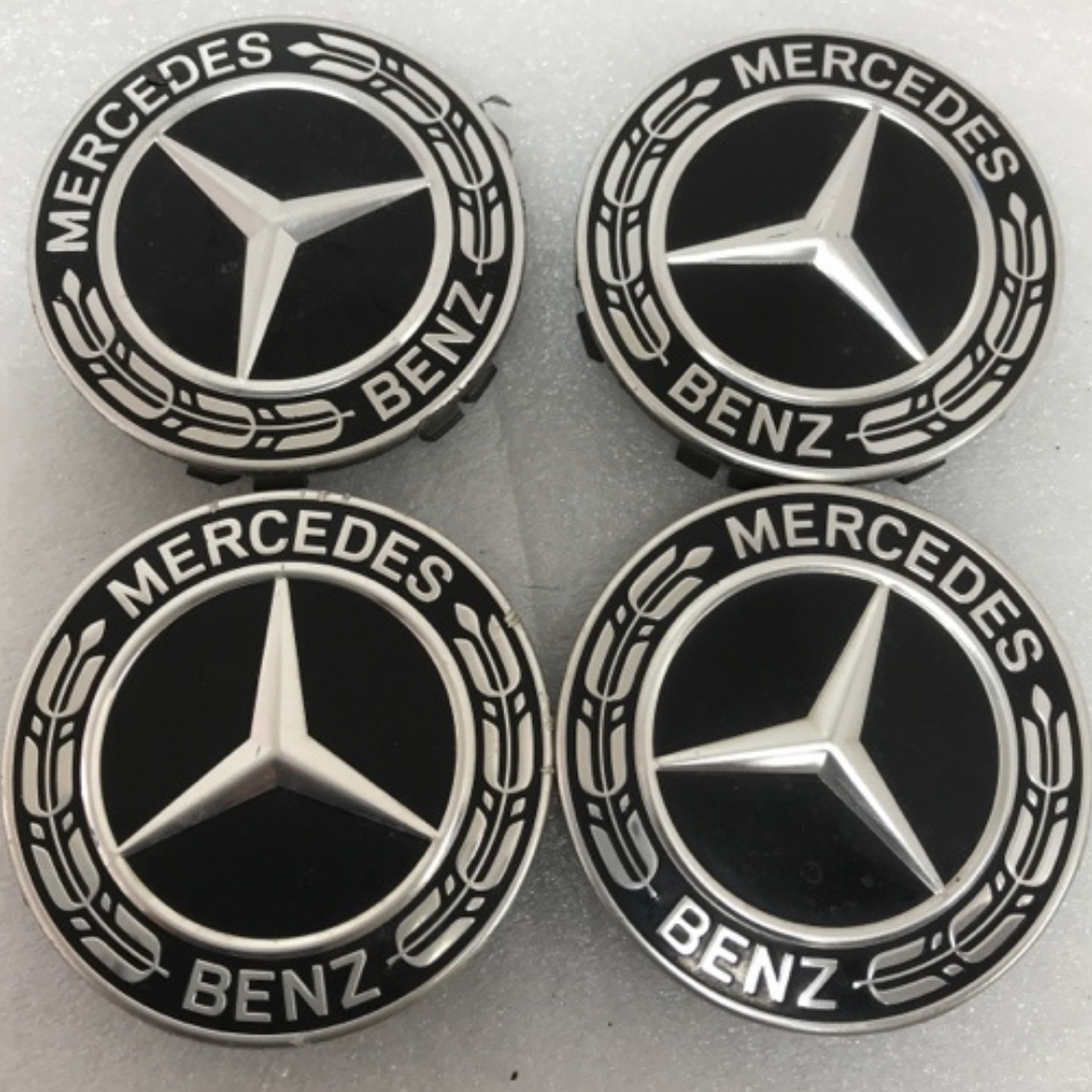 Set of 4 Mercedes-Benz Black Wheel Center Caps 75MM A2224002200 128dc8fb