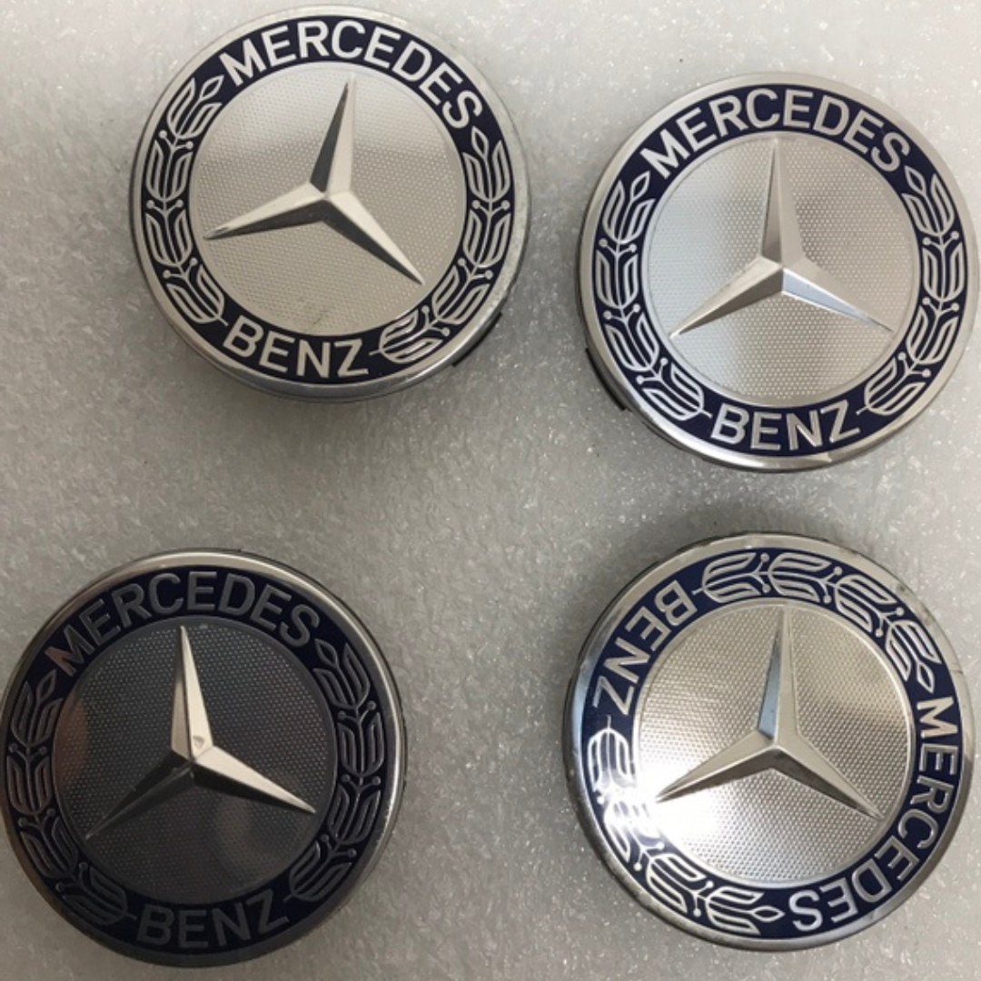 4PC Mercedes 75MM Classic Dark Blue Wheel Center Hub Caps AMG Wreath 331c6574