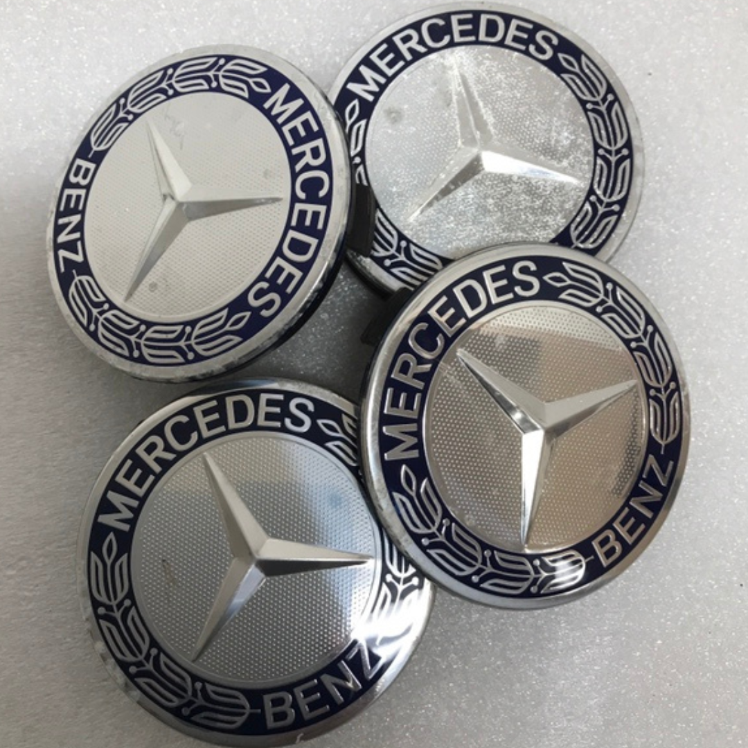 Set of 4 Mercedes 75MM Classic Dark Blue Wheel Center Hub Caps 3c1e018a
