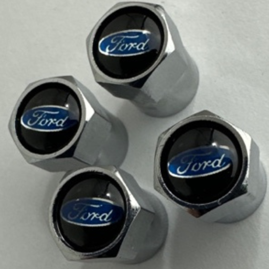 Set of 4 Universal Ford Silver Wheel Stem Air Valve Caps ab476cfa