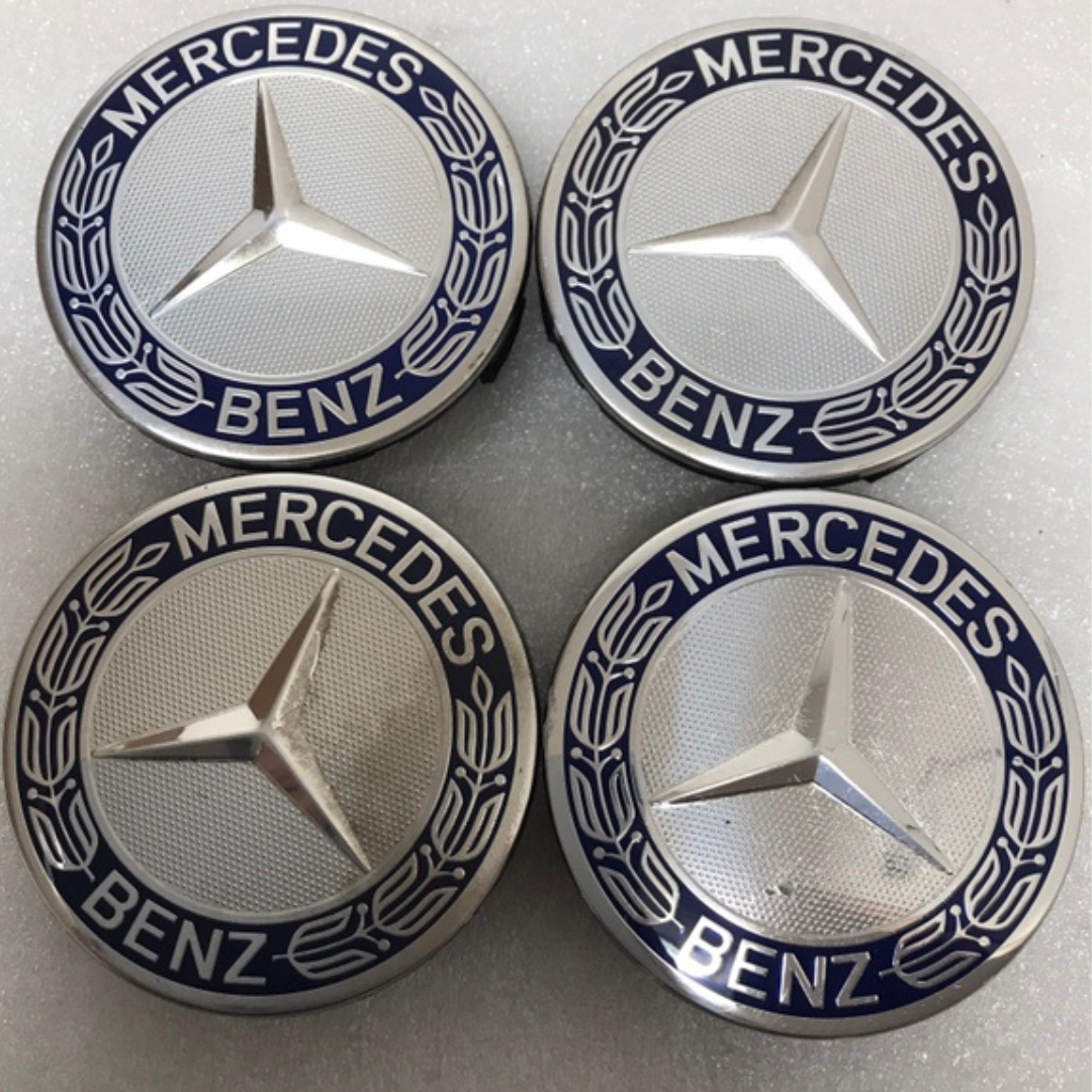 Set of 4 Mercedes 75MM Classic Dark Blue Wheel Center Hub Caps 36f9d016