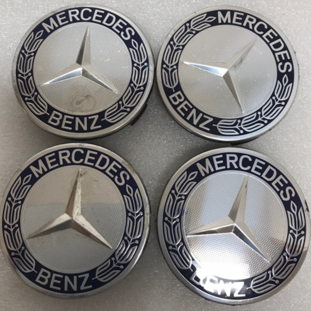 Set of 4 Mercedes 75MM Classic Dark Blue Wheel Center Hub Caps 7aa63f37