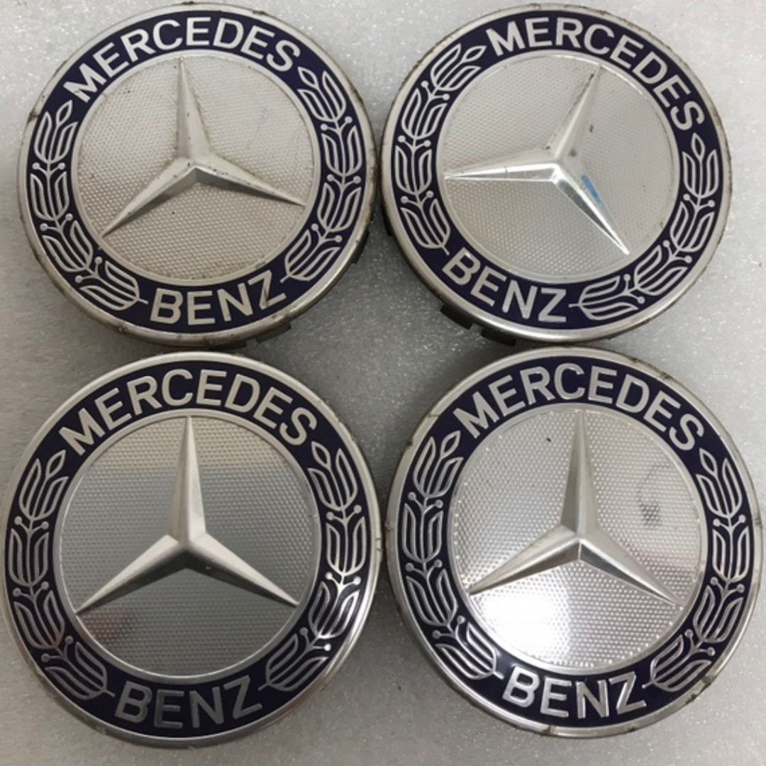Set of 4 Mercedes 75MM Classic Dark Blue Wheel Center Hub Caps bf553afc
