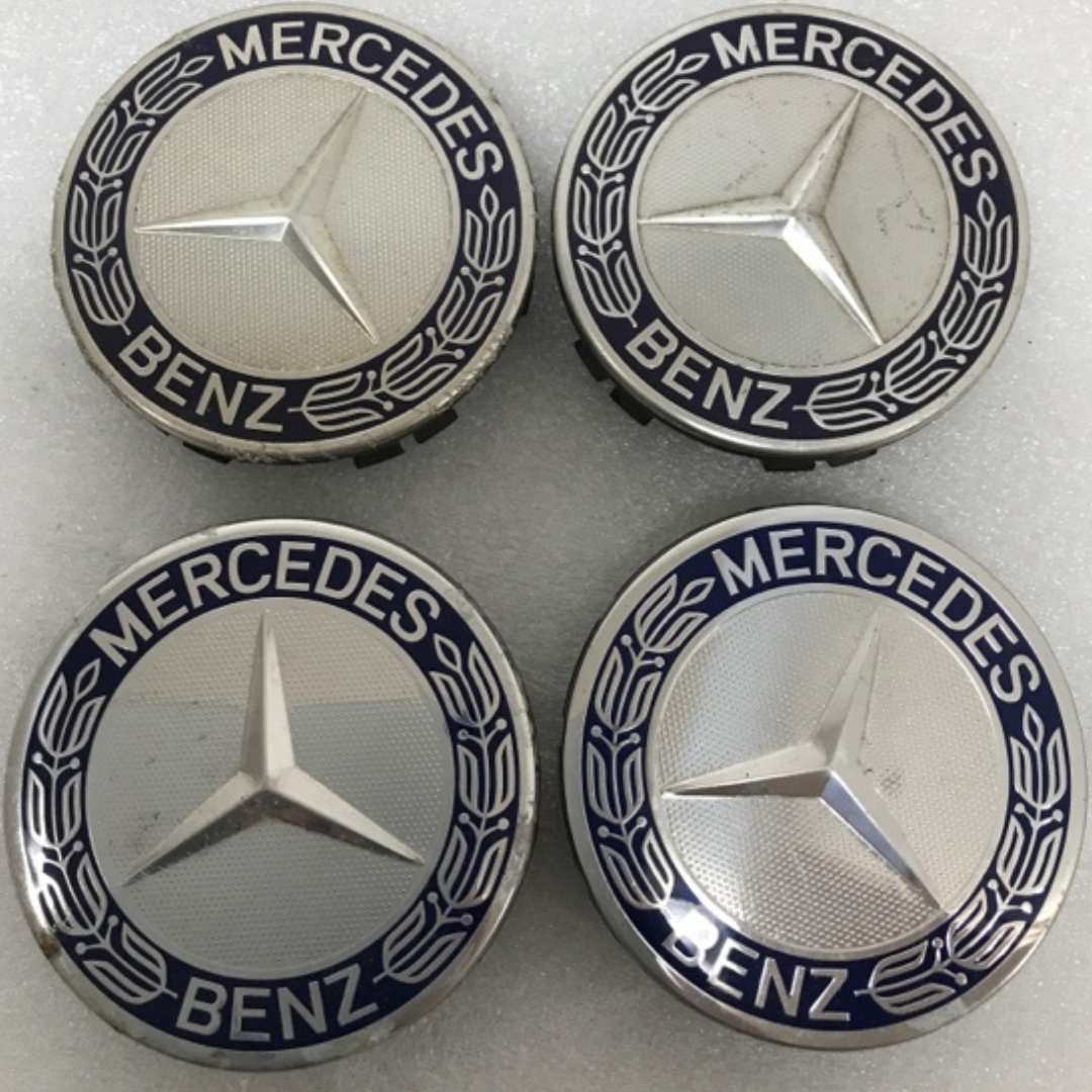 Set of 4 Mercedes 75MM Classic Dark Blue Wheel Center Hub Caps AMG ebb03f8