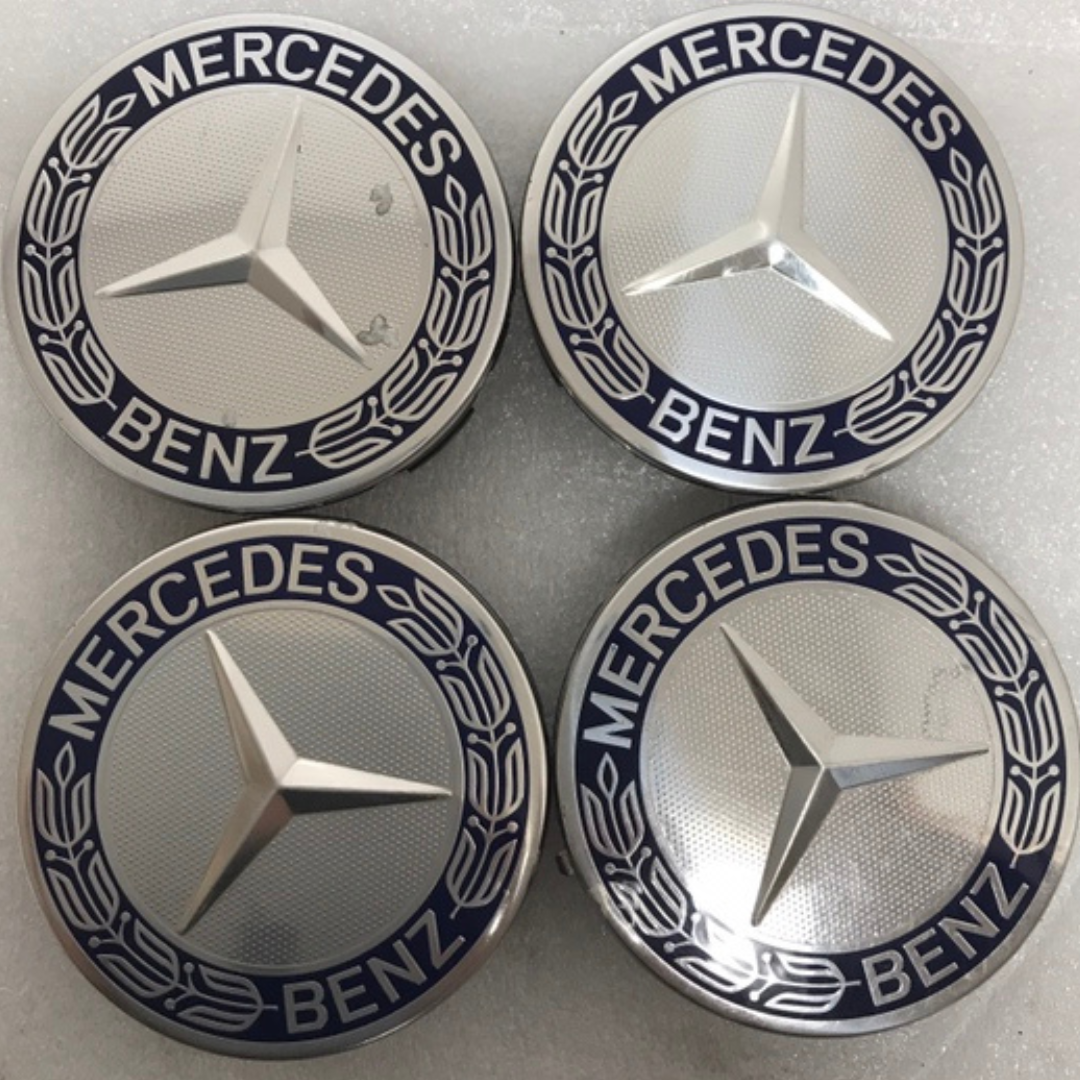 Set of 4 Mercedes 75MM Classic Dark Blue Wheel Center Hub Caps b73b15cb