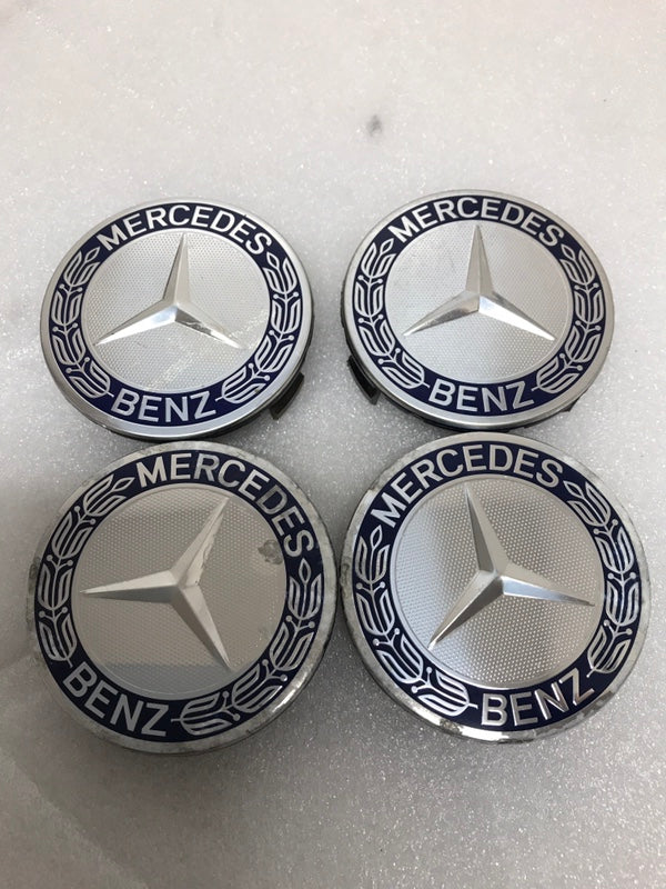 Set of 4 Mercedes 75MM Classic Dark Blue Wheel Center Hub Caps c99b000f
