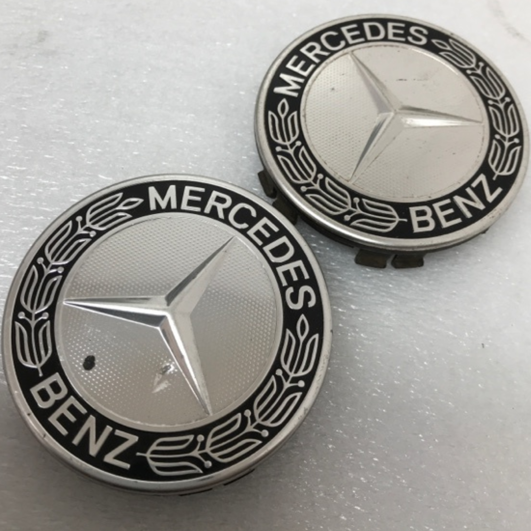 Set of 2 Mercedes 75MM Classic Dark Wheel Center Hub Caps AMG Wreath dd6980c2