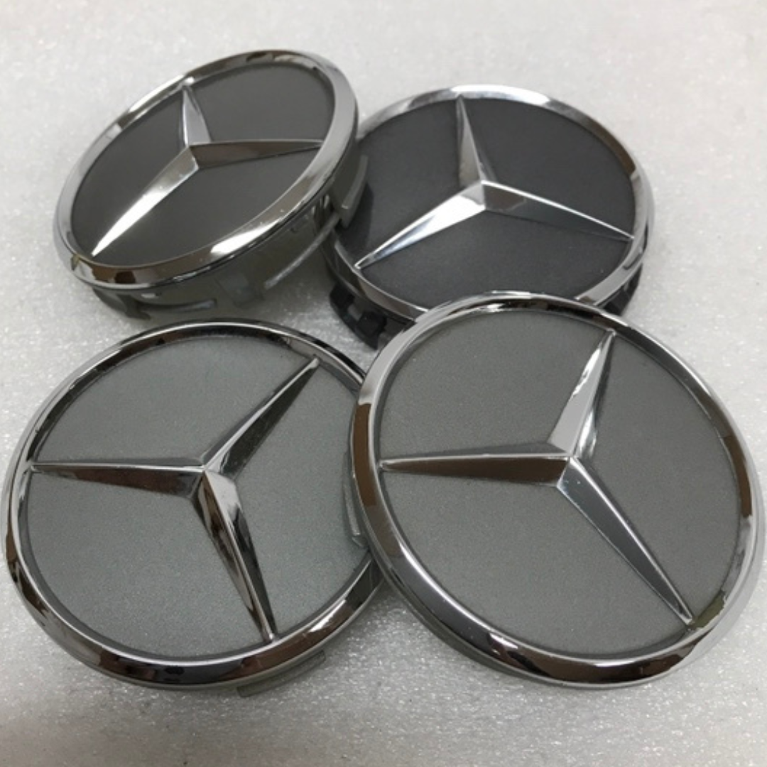 Set of 4 Mercedes-Benz Gray Wheel Center Hub Caps dd4e1257