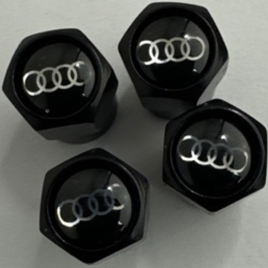 Set of 4 Universal Audi Black Wheel Stem Air Valve Caps 914740acB