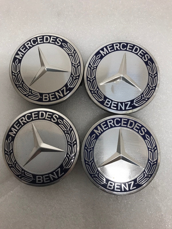 Set of 4 Mercedes 75MM Classic Dark Blue Wheel Center Hub Caps a7e29872