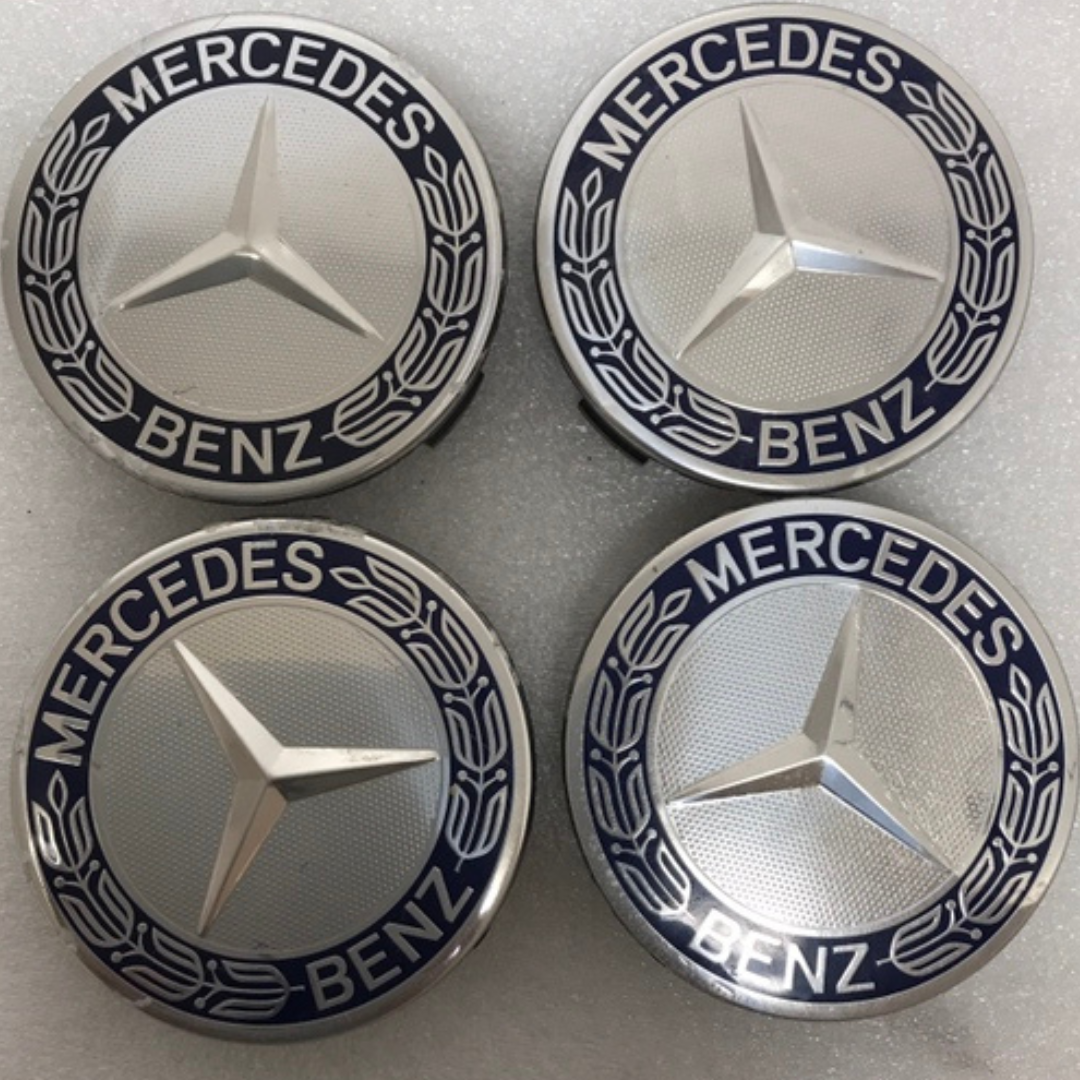 Set of 4 Mercedes 75MM Classic Dark Blue Wheel Center Hub Caps c9a27a3b