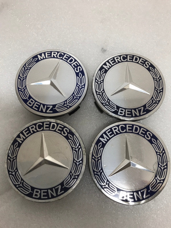 Set of 4 Mercedes 75MM Classic Dark Blue Wheel Center Hub Caps df57ccf3