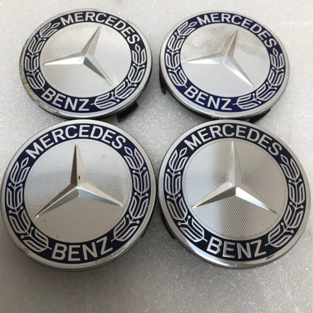 Set of 4 Mercedes 75MM Classic Dark Blue Wheel Center Hub Caps d928c63a