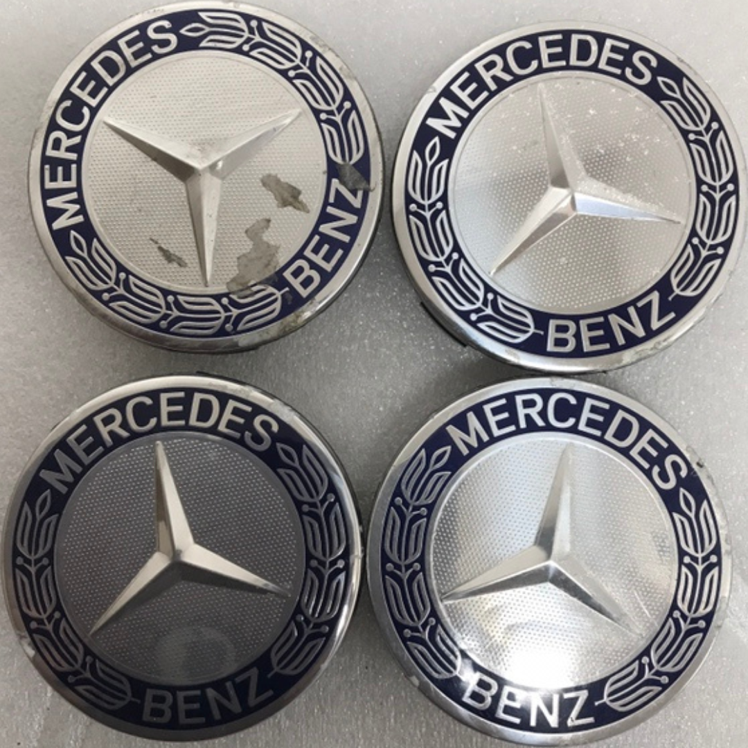 Set of 4 Mercedes 75MM Classic Dark Blue Wheel Center Hub Caps 05915b16