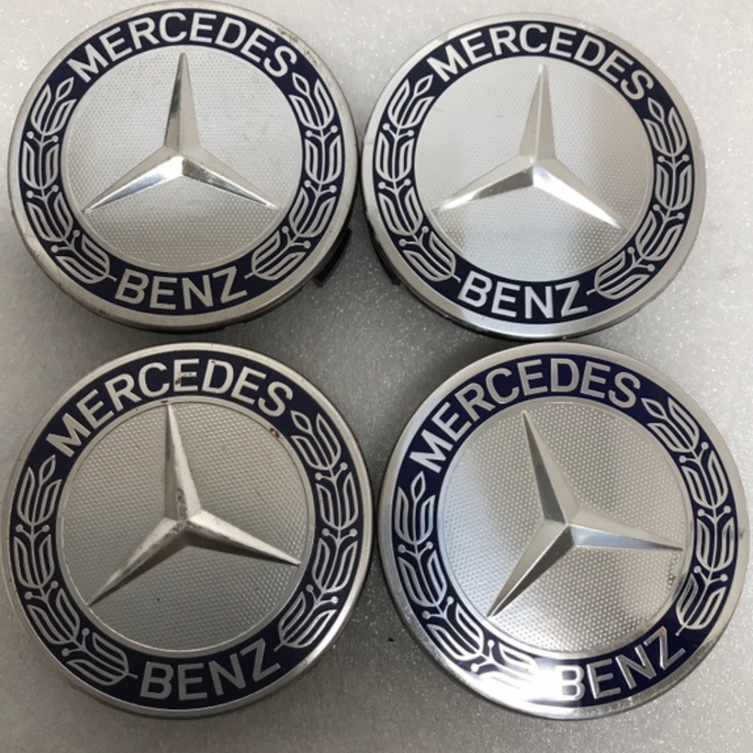 Set of 4 Mercedes 75MM Classic Dark Blue Wheel Center Hub Caps dd09cfab