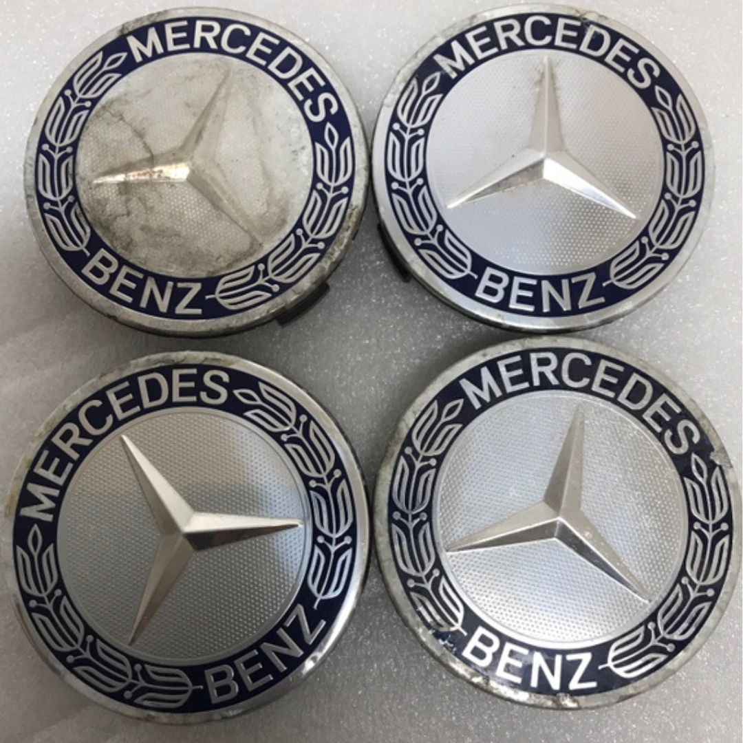 Set of 4 Mercedes 75MM Classic Dark Blue Wheel Center Hub Caps ac5c8b23
