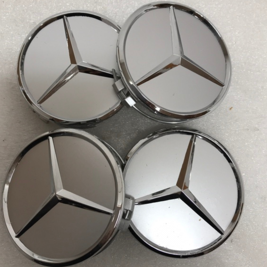 Set of 4 Mercedes-Benz Silver Wheel Center Hub Caps 6e2f76a0