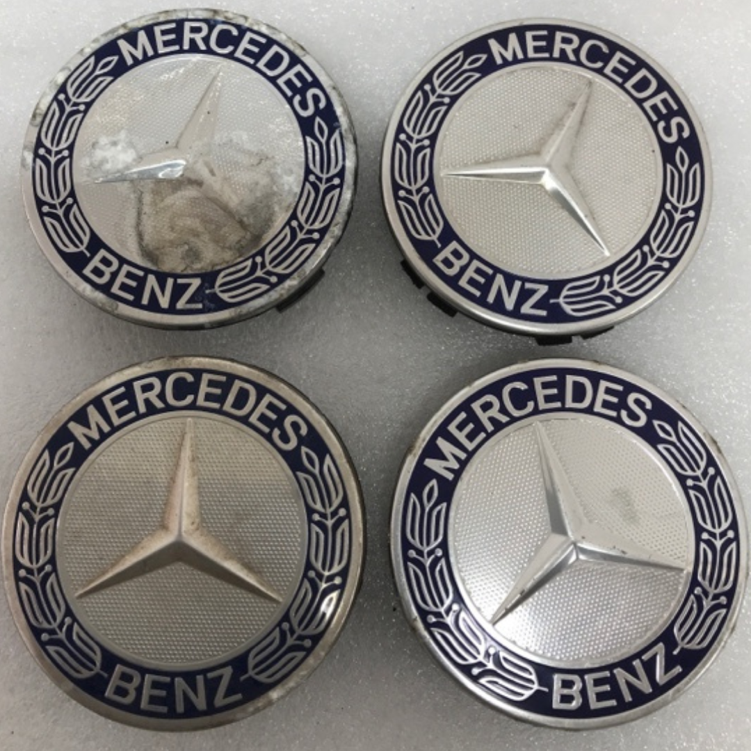 Set of 4 Mercedes 75MM Classic Dark Blue Wheel Center Hub Caps AMG dc6f8fd5