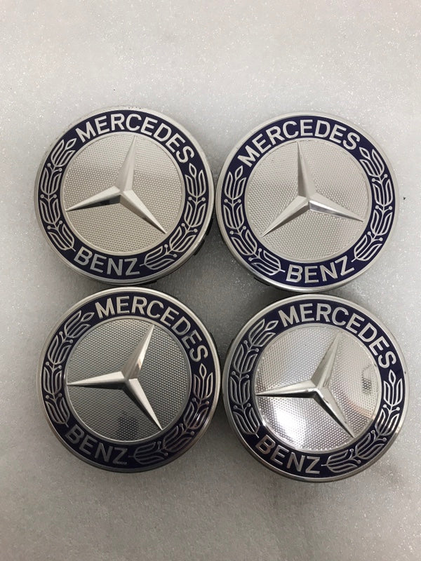 Set of 4 Mercedes 75MM Classic Dark Blue Wheel Center Hub Caps 15b008d4