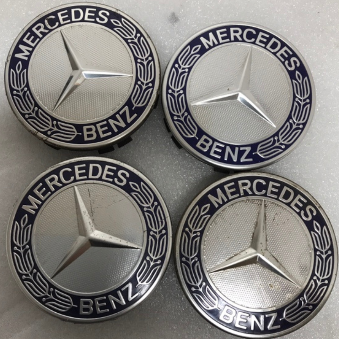 Set of 4 Mercedes 75MM Classic Dark Blue Wheel Center Hub Caps a25fe1cd
