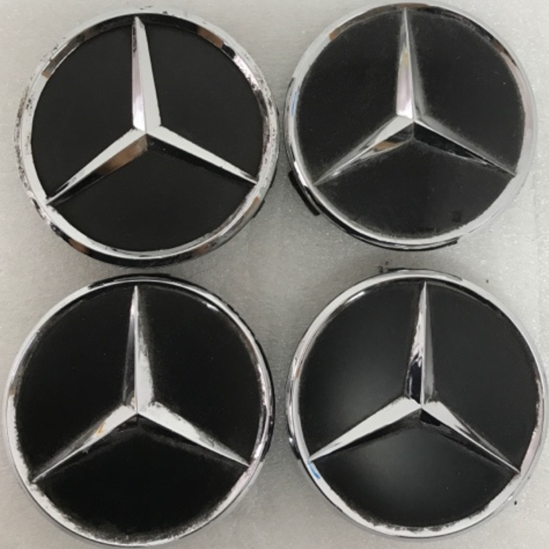 Set of 4 Mercedes-Benz Matte Black Wheel Center Hub Caps Set 75mm 15566df6
