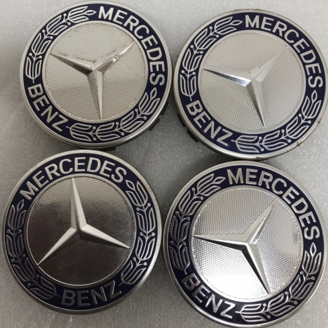 Set of 4 Mercedes 75MM Classic Dark Blue Wheel Center Hub Caps 560f8fcc