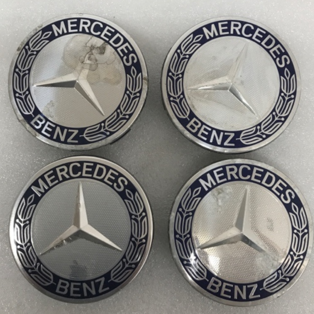 Set of 4 Mercedes-Benz Classic Dark Blue Wheel Center Caps AMG Wreath fa91a722