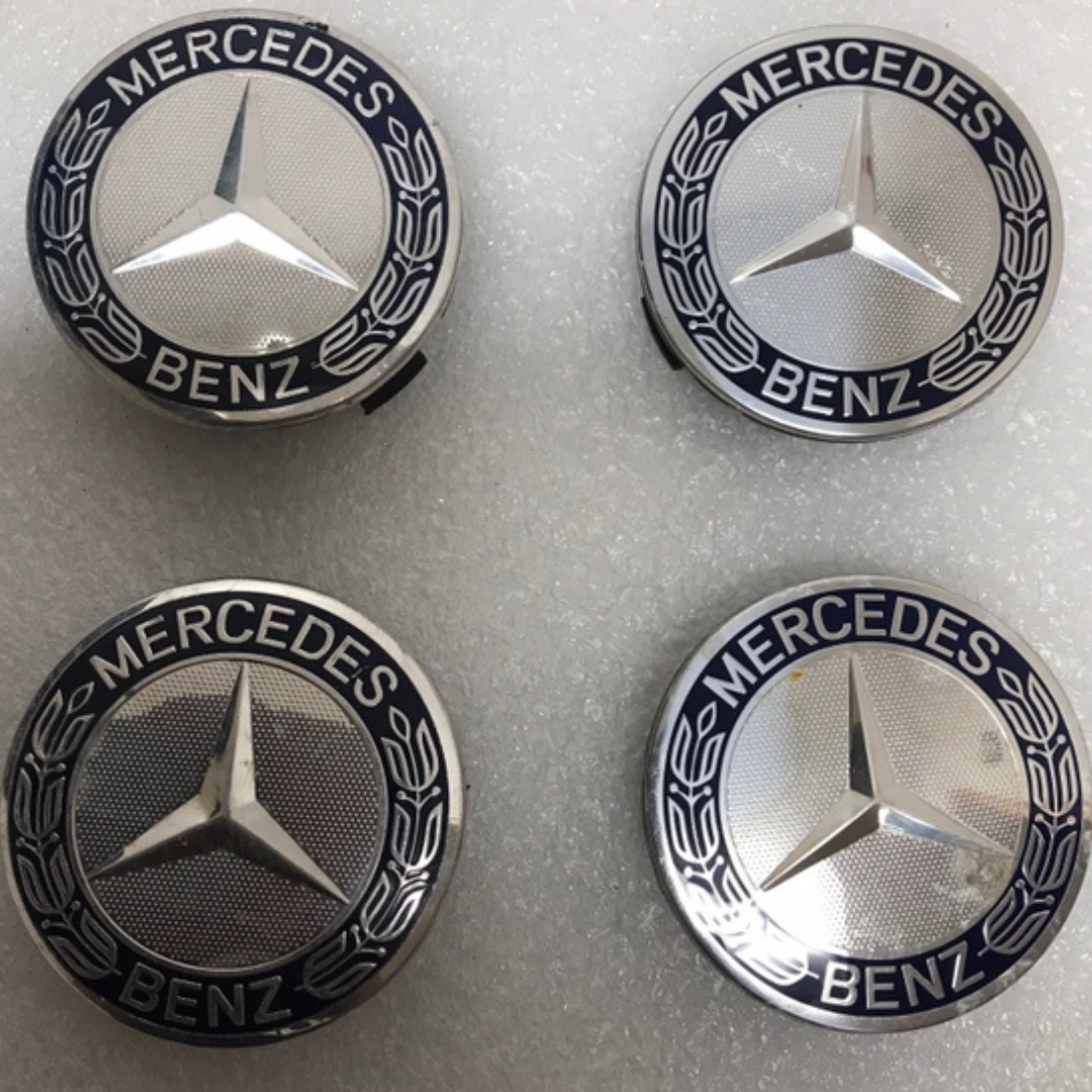Set of 4 Mercedes-Benz 75MM Classic Dark Blue Wheel Center Hub Caps AMG 2062f474