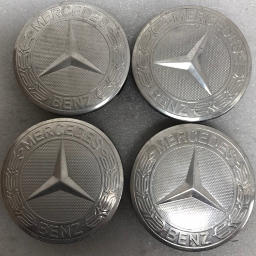 Set of 4 Mercedes 75MM Classic Silver Wheel Center Hub Caps AMG dd8b87a3