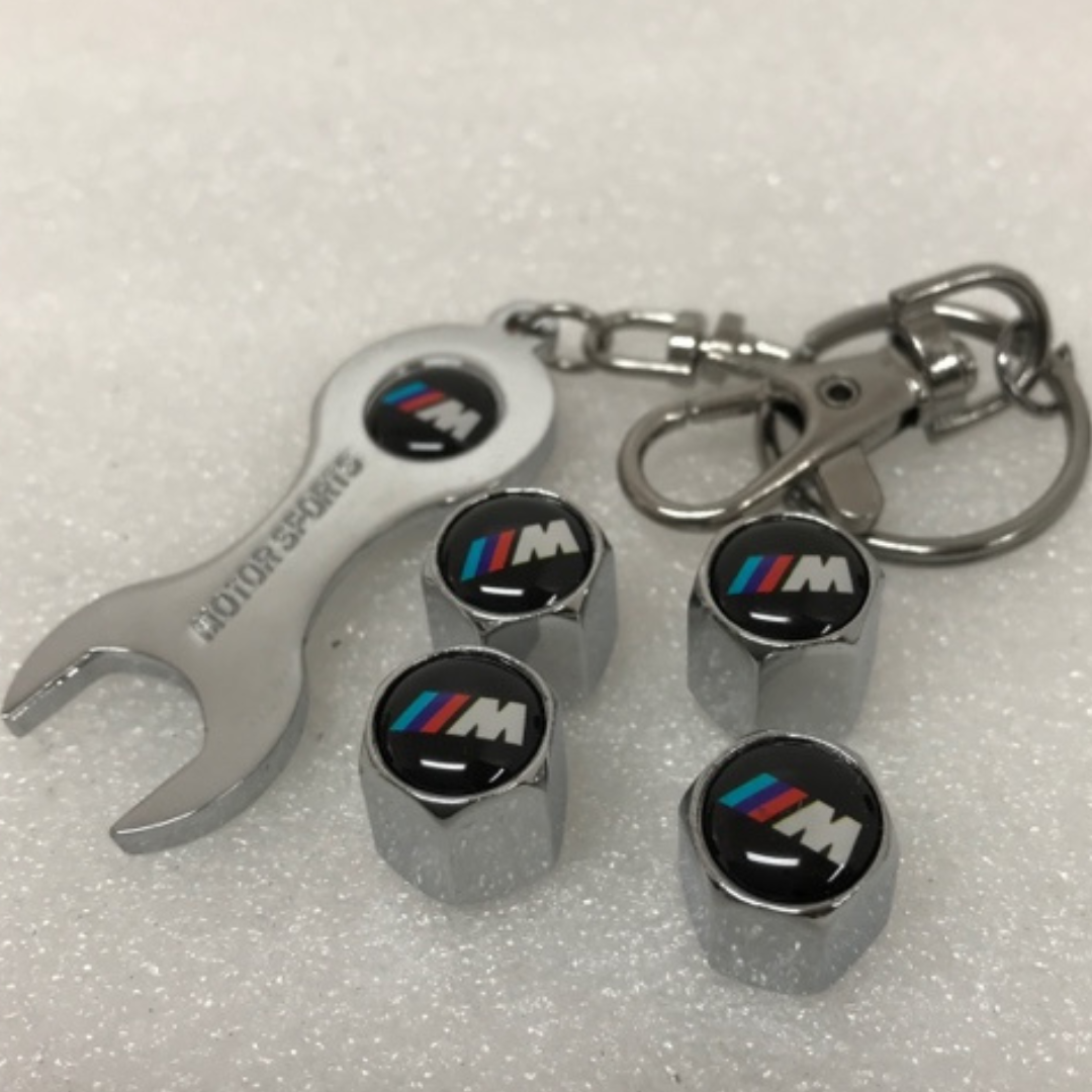 Set of 4 Motorsports BMW Tire Stem Valve Cap With Key 98ba4f67